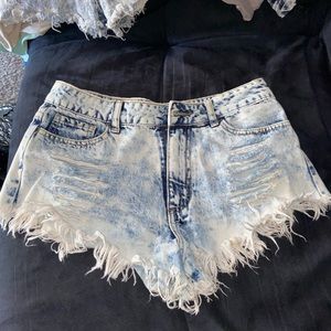 High waisted jean shorts